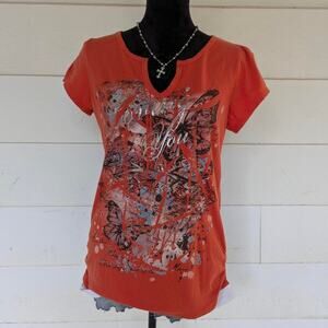 90s y2k orange graphic tee